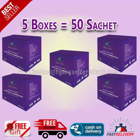 AMAZING GARCINIA CAMBOGIA 5 BOXES (50 SACHETS) "FREE MYSTERY GIFT"